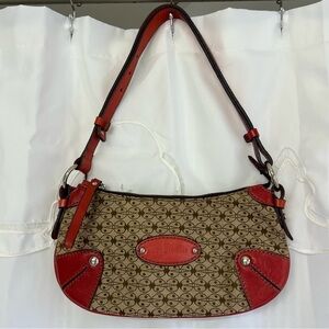 Coccinelle Monogram Lady Bug Mini Shoulder Bag Red Leather Trim